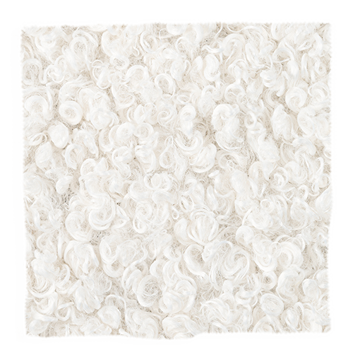 White fabric swatch with textured floral pattern from Coley Home.