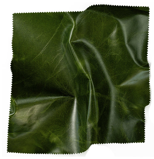 Green leather fabric swatch from Coley Home, ideal for upholstery or DIY projects.