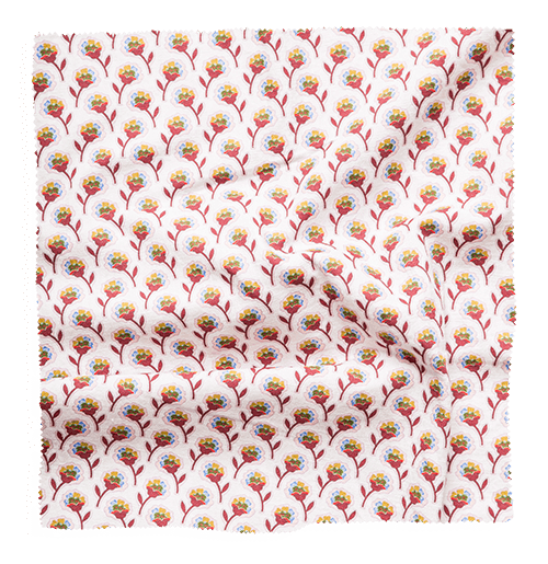 Colorful fabric swatch with floral pattern from Coley Home.com.