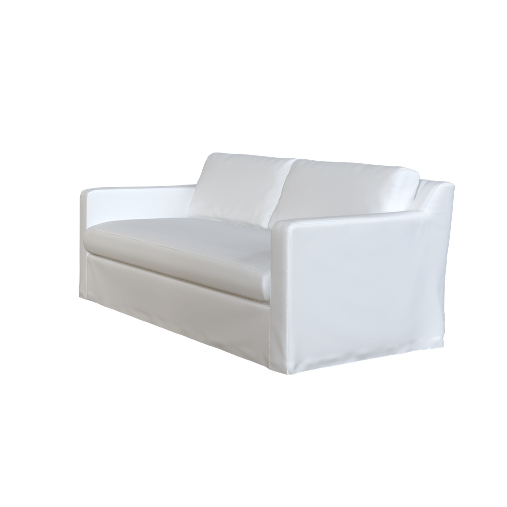 White slipcovered sleeper deals sofa