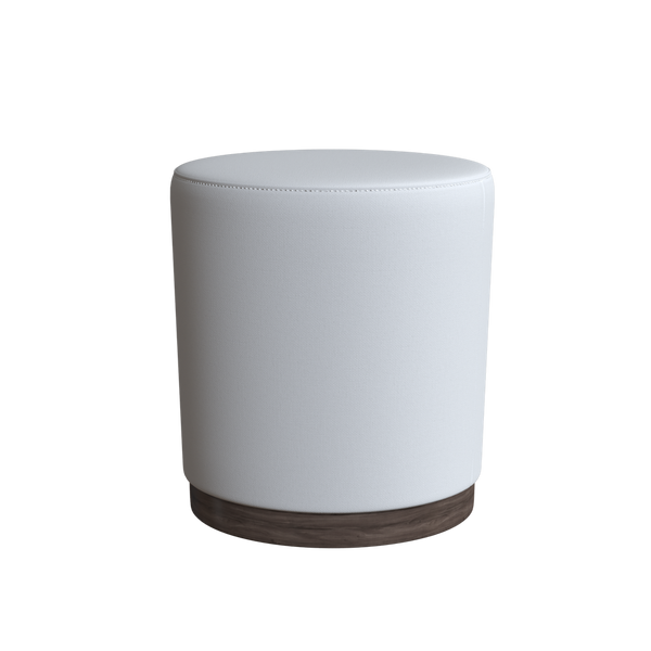 White upholstered swivel drum from Coley Home.