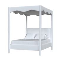 Coley Home white canopy bed with scalloped details, elegant and stylish bedroom furniture.