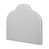 Coley Home scalloped headboard in white fabric. Elegant bedroom furniture design.
