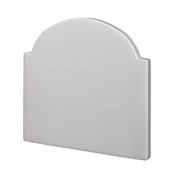 Upholstered headboard from Coley Home.com in light gray fabric, featuring an elegant arched design.