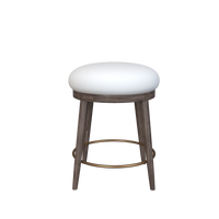 Coley Home upholstered stool with wooden legs and white cushion.