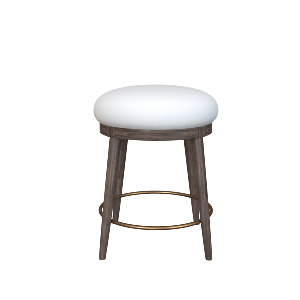 Coley Home upholstered stool with wooden legs and white cushion.