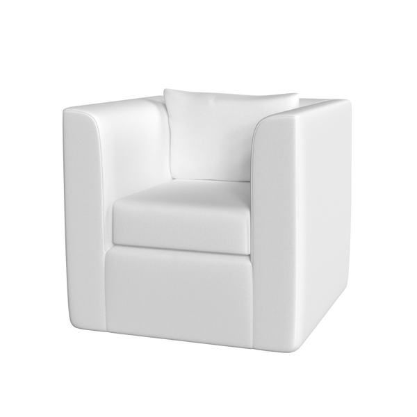 Coley Home upholstered armchair in white fabric.