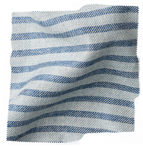 Blue and white striped fabric swatch from Coley Home.