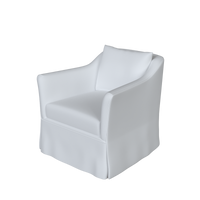 Coley Home Swivel Chair in white fabric, perfect for stylish living room seating.