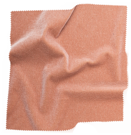 Fabric swatch from Coley Home in terracotta color, textured surface.