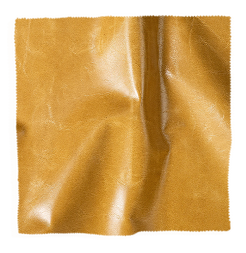 Coley Home fabric swatch in mustard leather texture.