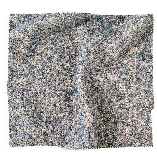 Coley Home fabric swatch in blue and beige textured pattern.