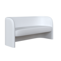 Modern white settee from Coley Home.com with sleek curves and minimalist design.