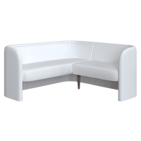 Coley Home corner banquette in white upholstery.