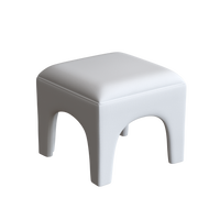 Coley Home upholstered ottoman in white fabric.