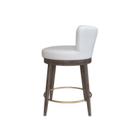 Coley Home upholstered bar stool with wooden legs and cushioned white seat.