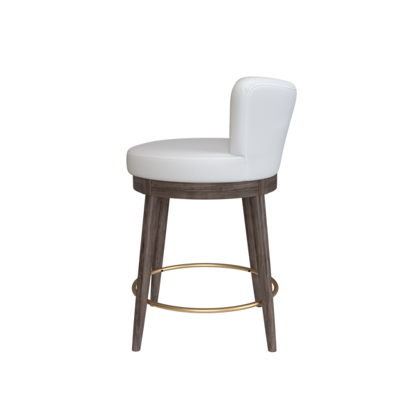 Coley Home upholstered bar stool with wooden legs and cushioned white seat.