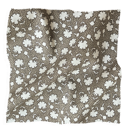 Brown floral fabric swatch from Coley Home.