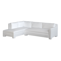 Coley Home Kitty Corner Sectional in white fabric, modern design, perfect for stylish living room seating.